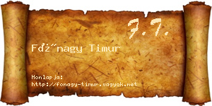 Fónagy Timur névjegykártya